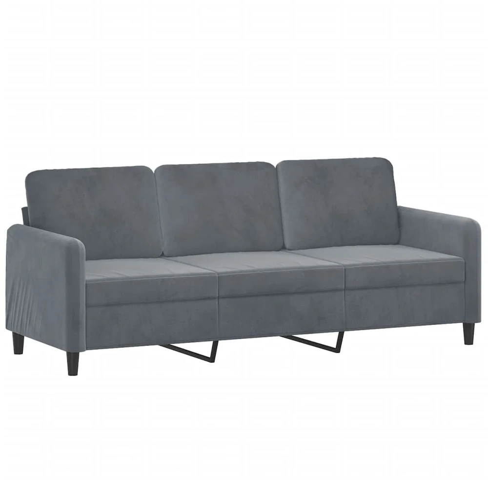 Sofa Sofos komplektas, 3 dalių, tamsiai pilkos spalvos, aksomas