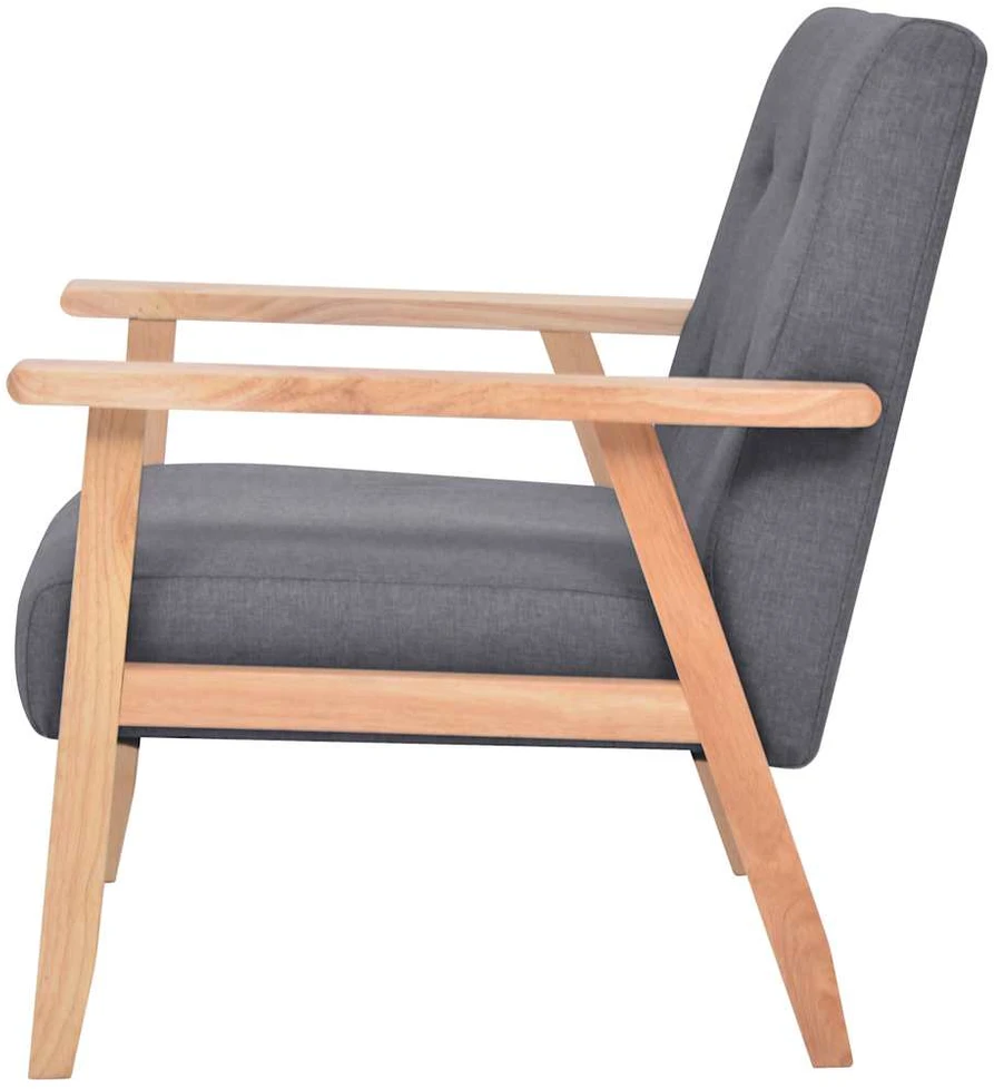 Sofa Sofos komplektas, 3 dalių, tamsiai pilkos spalvos, audinys