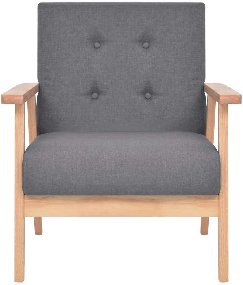 Sofa Sofos komplektas, 3 dalių, tamsiai pilkos spalvos, audinys