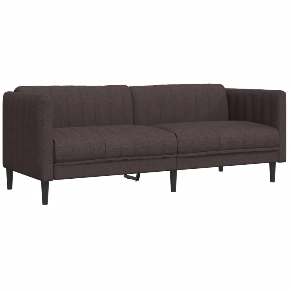 Sofa Sofos komplektas, 3 dalių, tamsiai rudos spalvos, audinys