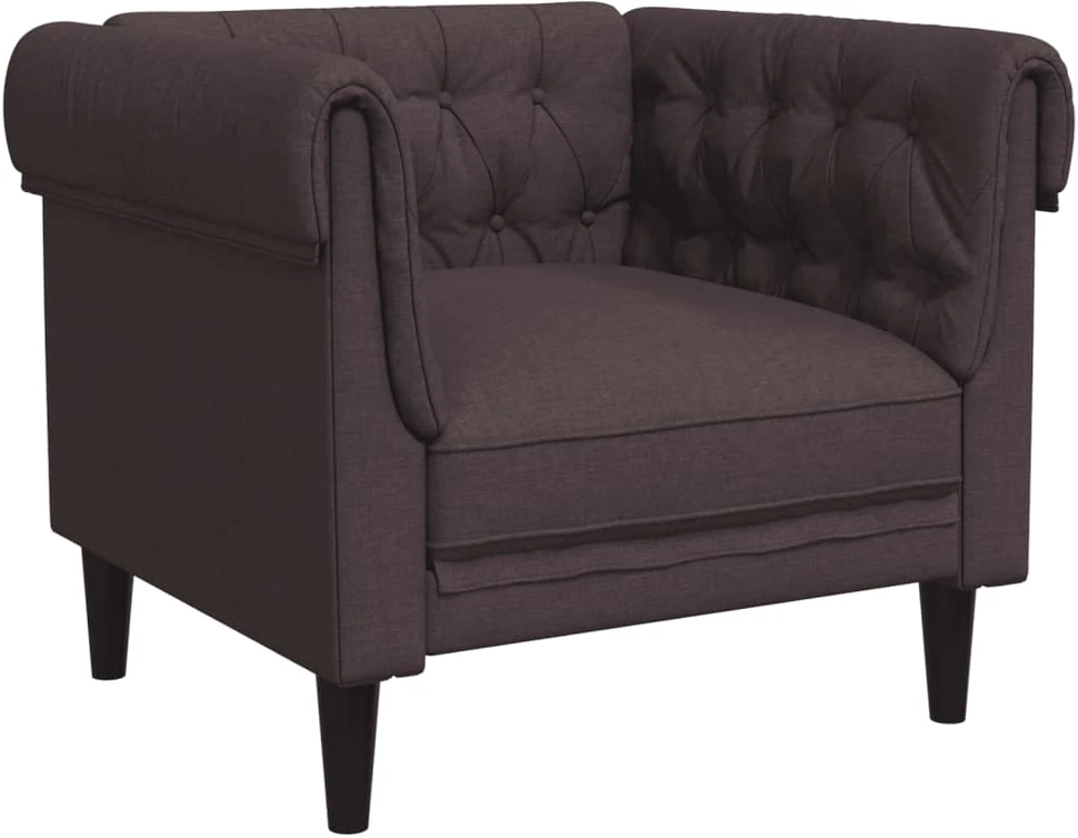 Sofa Sofos komplektas, 3 dalių, tamsiai rudos spalvos, audinys