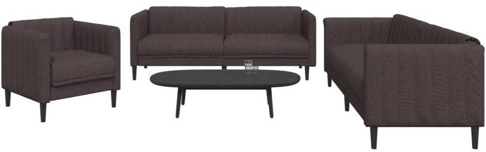 Sofa Sofos komplektas, 3 dalių, tamsiai rudos spalvos, audinys
