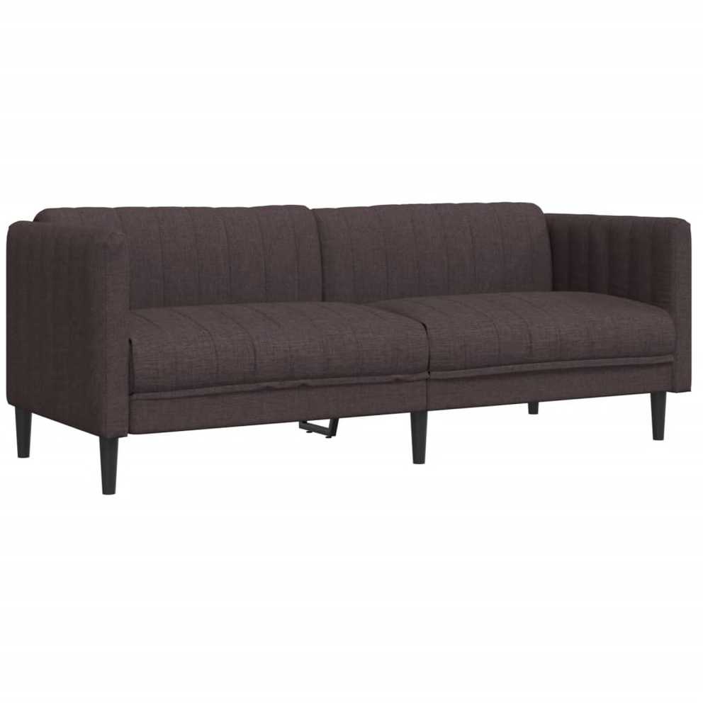 Sofa Sofos komplektas, 3 dalių, tamsiai rudos spalvos, audinys