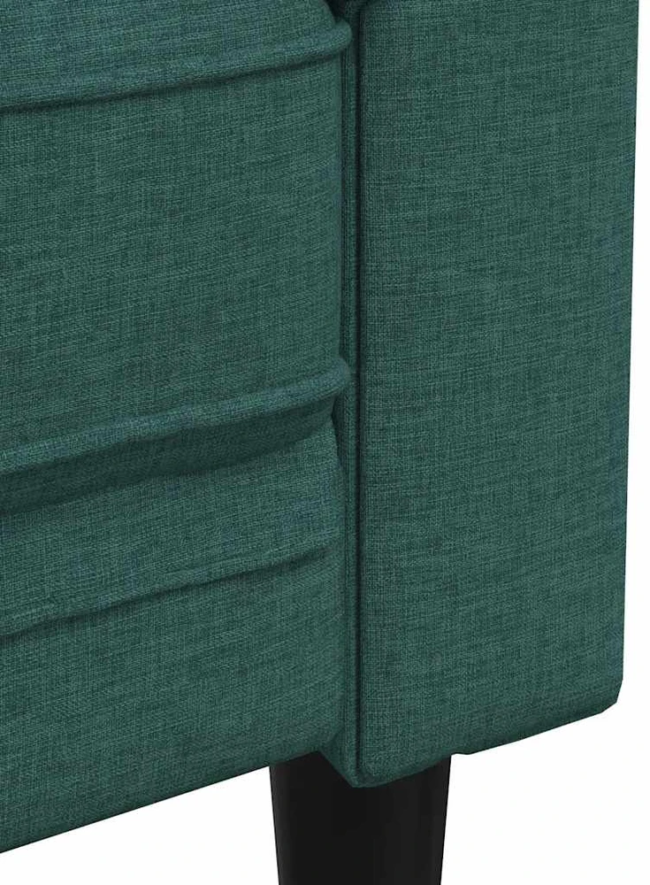 Sofa Sofos komplektas, 3 dalių, tamsiai žalios spalvos, audinys