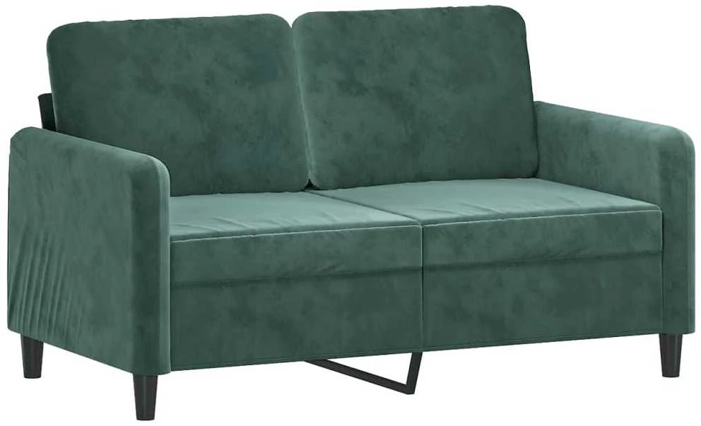 Sofa Sofos komplektas, 3 dalių, tamsiai žalios spalvos, aksomas