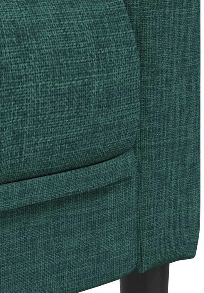 Sofa Sofos komplektas, 3 dalių, tamsiai žalios spalvos, audinys