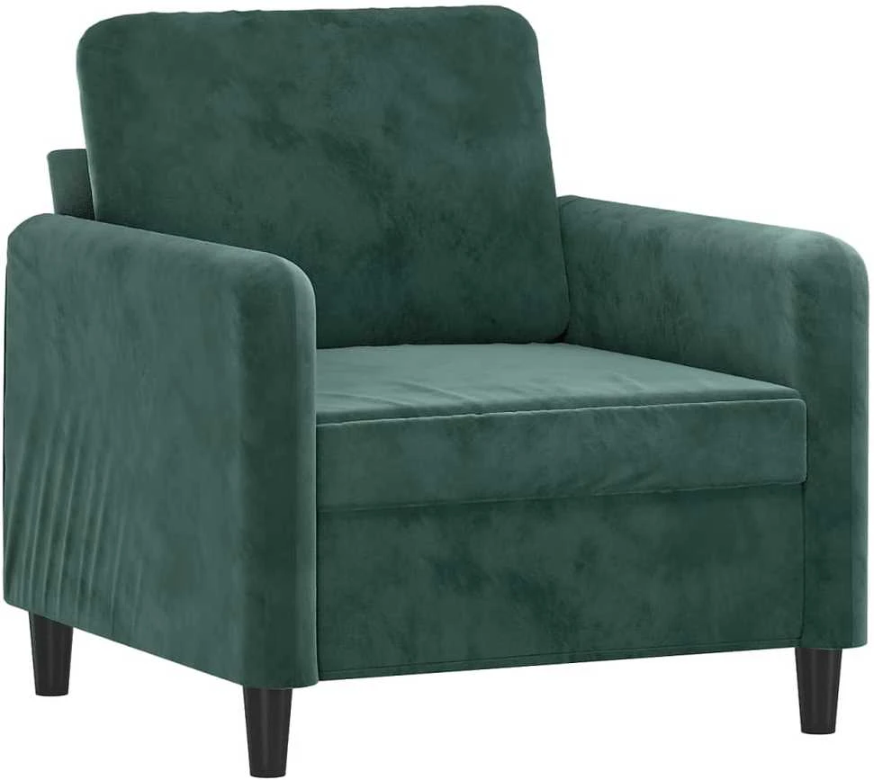 Sofa Sofos komplektas, 3 dalių, tamsiai žalios spalvos, aksomas