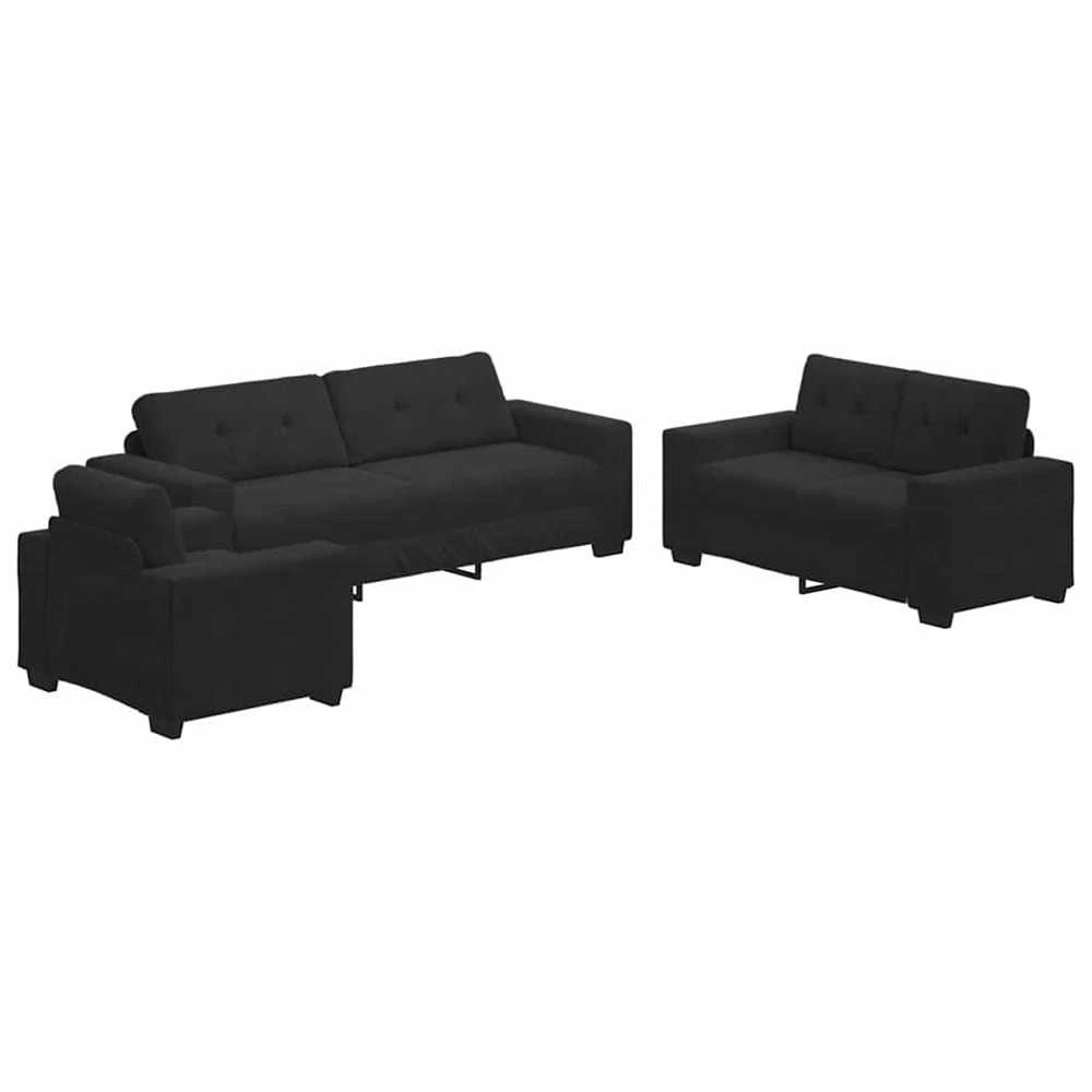 Sofa Sofos komplektas 3 vnt. Juoda Aksomas