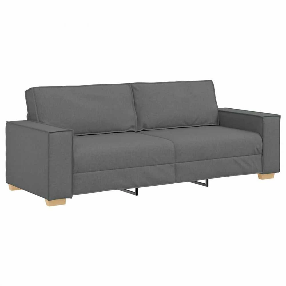 Sofa 3 vnt. Tamsiai pilka Lino mišinio audinys