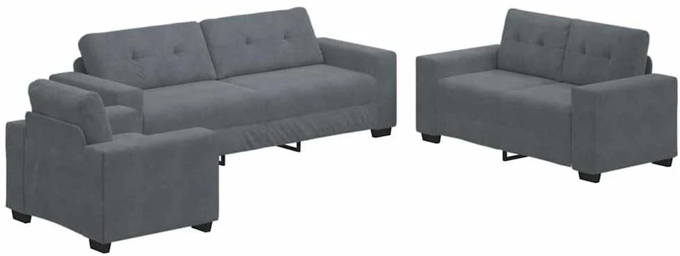 Sofa Sofos komplektas 3 vnt. Tamsiai pilka Aksomas