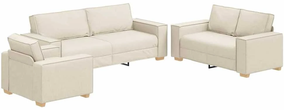 Sofa Sofos komplektas 3 vnt. Smėlio Lino mišinio audinys
