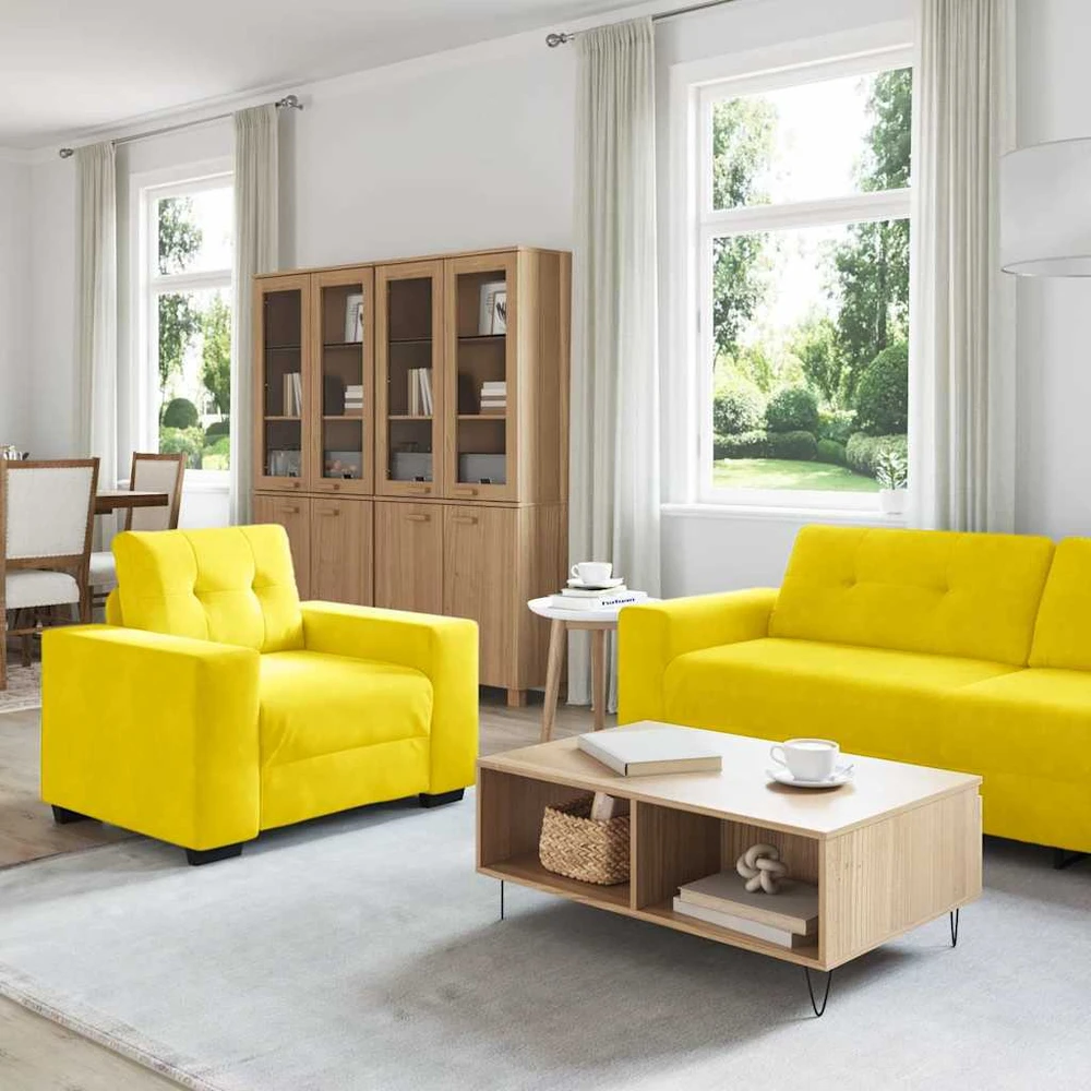 Sofa Sofos komplektas 3 vnt. Geltona Aksomas