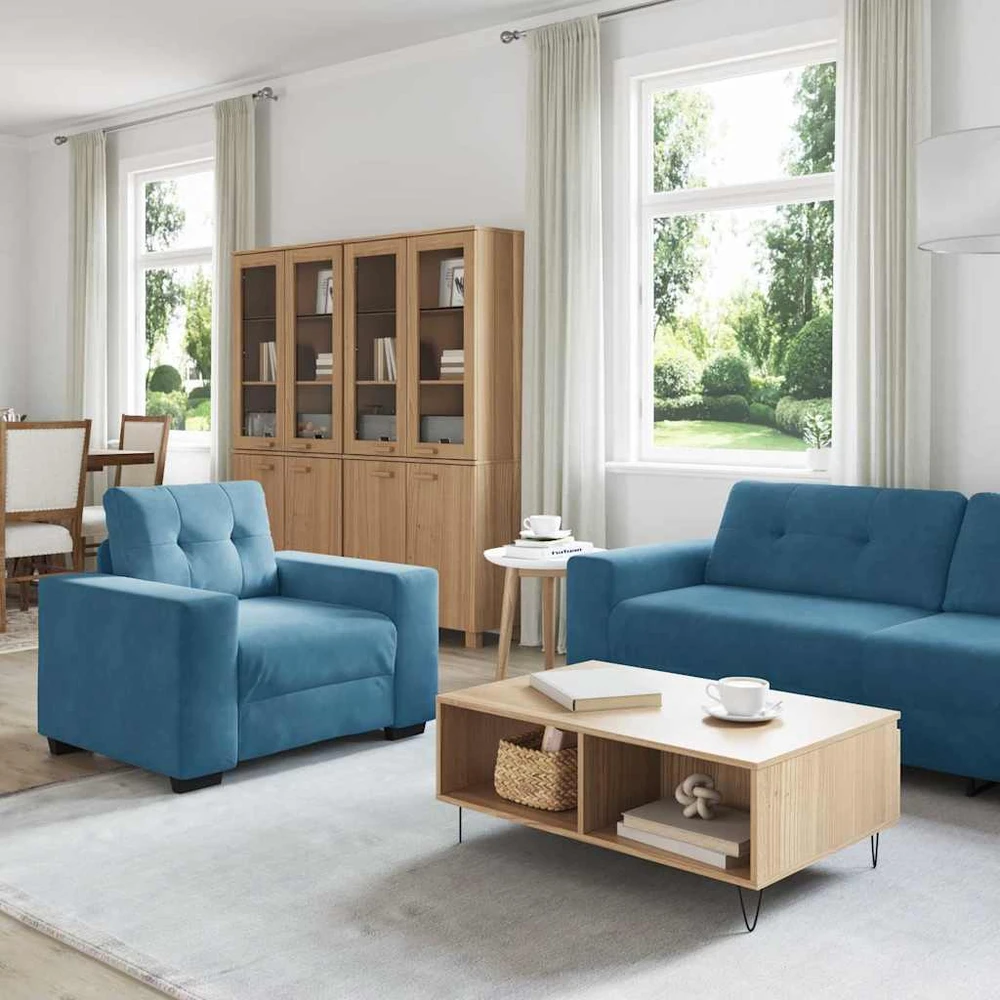 Sofa Sofos komplektas 3 vnt. Mėlyna Aksomas