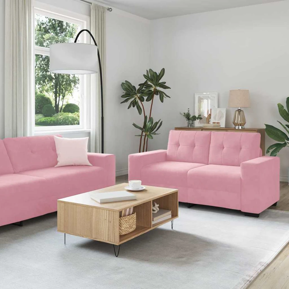 Sofa Sofos komplektas 3 vnt. Rožinė Aksomas