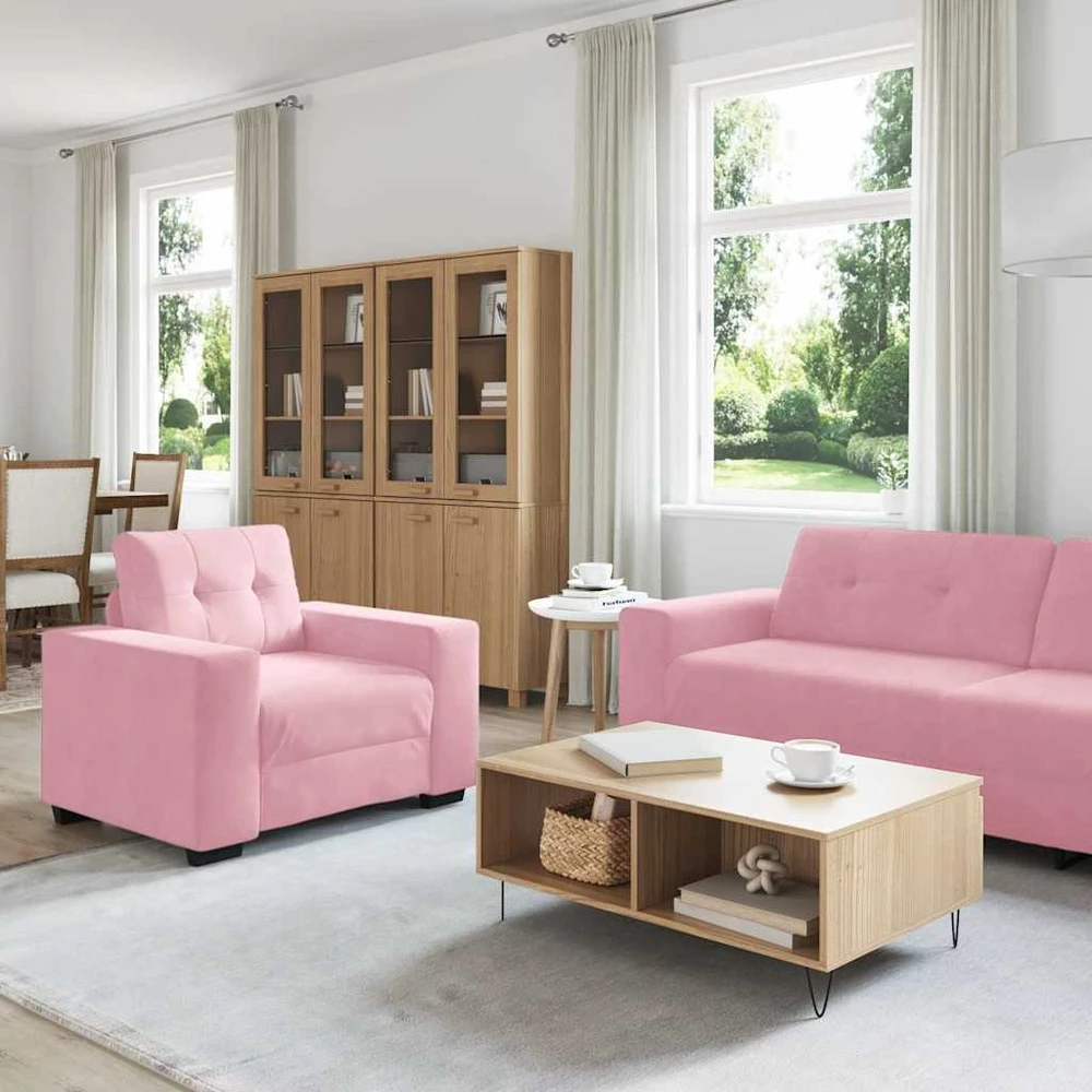Sofa Sofos komplektas 3 vnt. Rožinė Aksomas