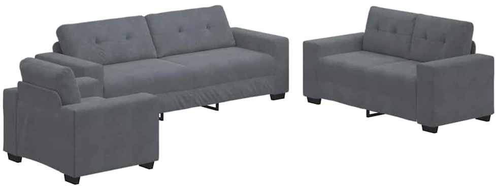 Sofa Sofos komplektas 3 vnt. Tamsiai pilka Aksomas
