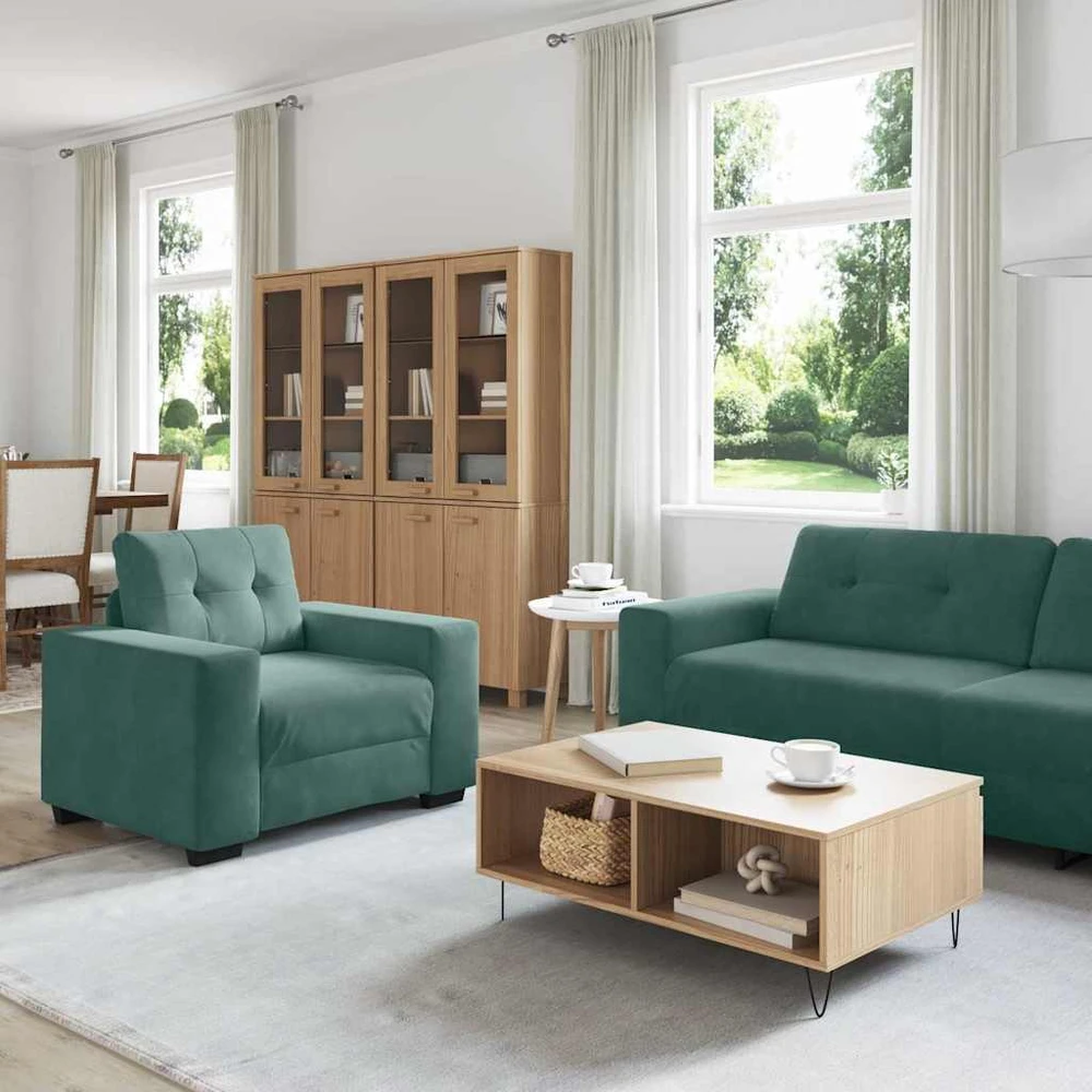 Sofa Sofos komplektas 3 vnt. Tamsiai žalia Aksomas