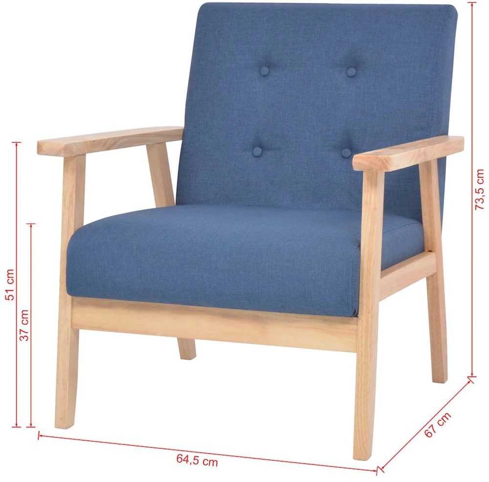 Sofa Sofos komplektas, 3d., audinys, mėlynas