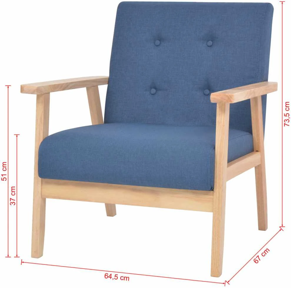 Sofa Sofos komplektas, 3d., audinys, mėlynas