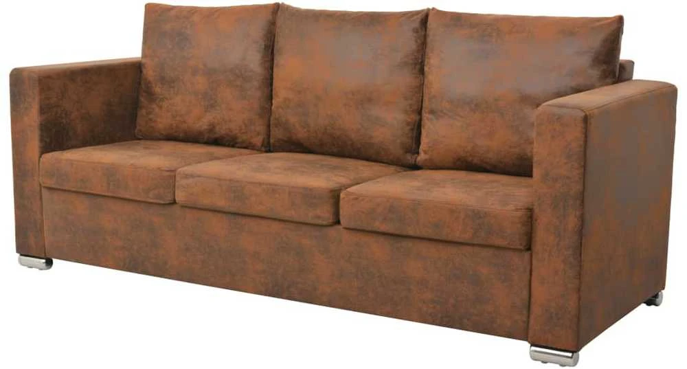 Sofa Sofos komplektas, 3d., dirbt. zomšos oda
