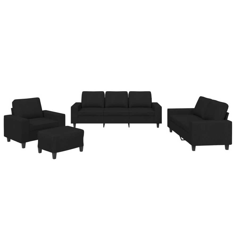 Sofa Sofos komplektas, 4 dalių, juodos spalvos, audinys
