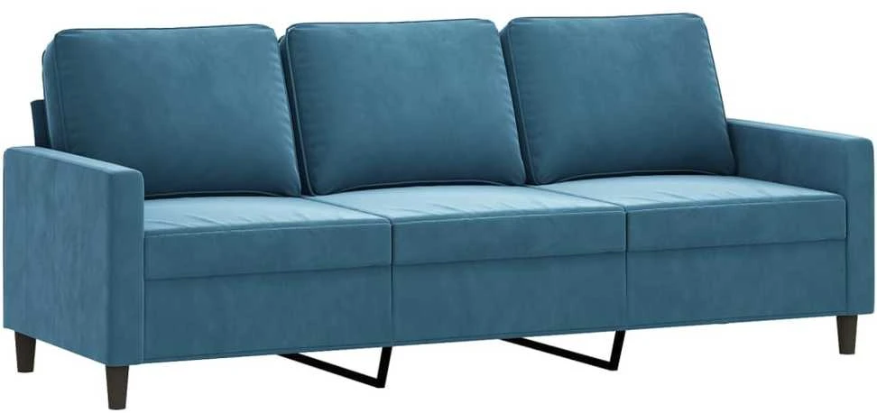 Sofa Sofos komplektas, 4 dalių, mėlynos spalvos, aksomas