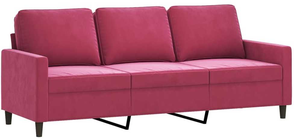 Sofa Sofos komplektas, 4 dalių, raudonojo vyno spalvos, aksomas