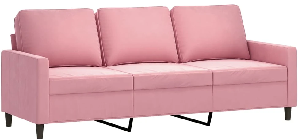 Sofa Sofos komplektas, 4 dalių, rožinės spalvos, aksomas