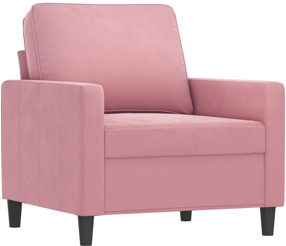 Sofa Sofos komplektas, 4 dalių, rožinės spalvos, aksomas
