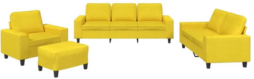Sofa Sofos komplektas, 4 dalių, šviesiai geltonos spalvos, audinys