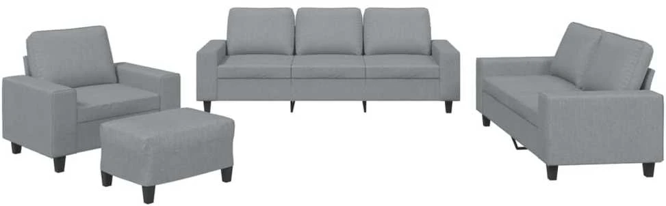 Sofa Sofos komplektas, 4 dalių, šviesiai pilkos spalvos, audinys