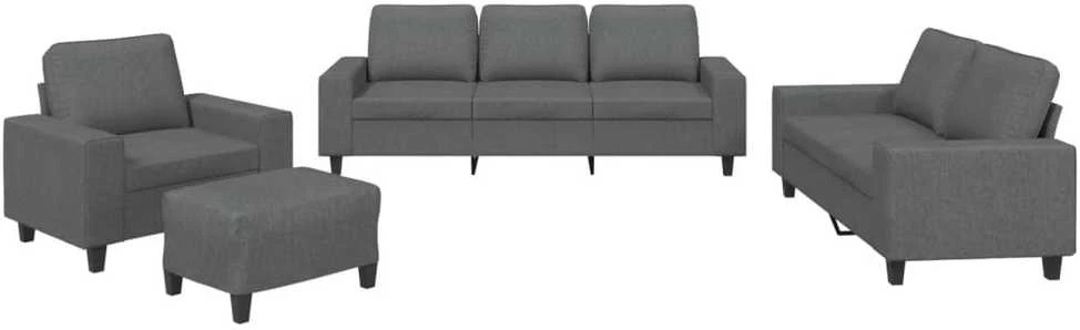 Sofa Sofos komplektas, 4 dalių, tamsiai pilkos spalvos, audinys