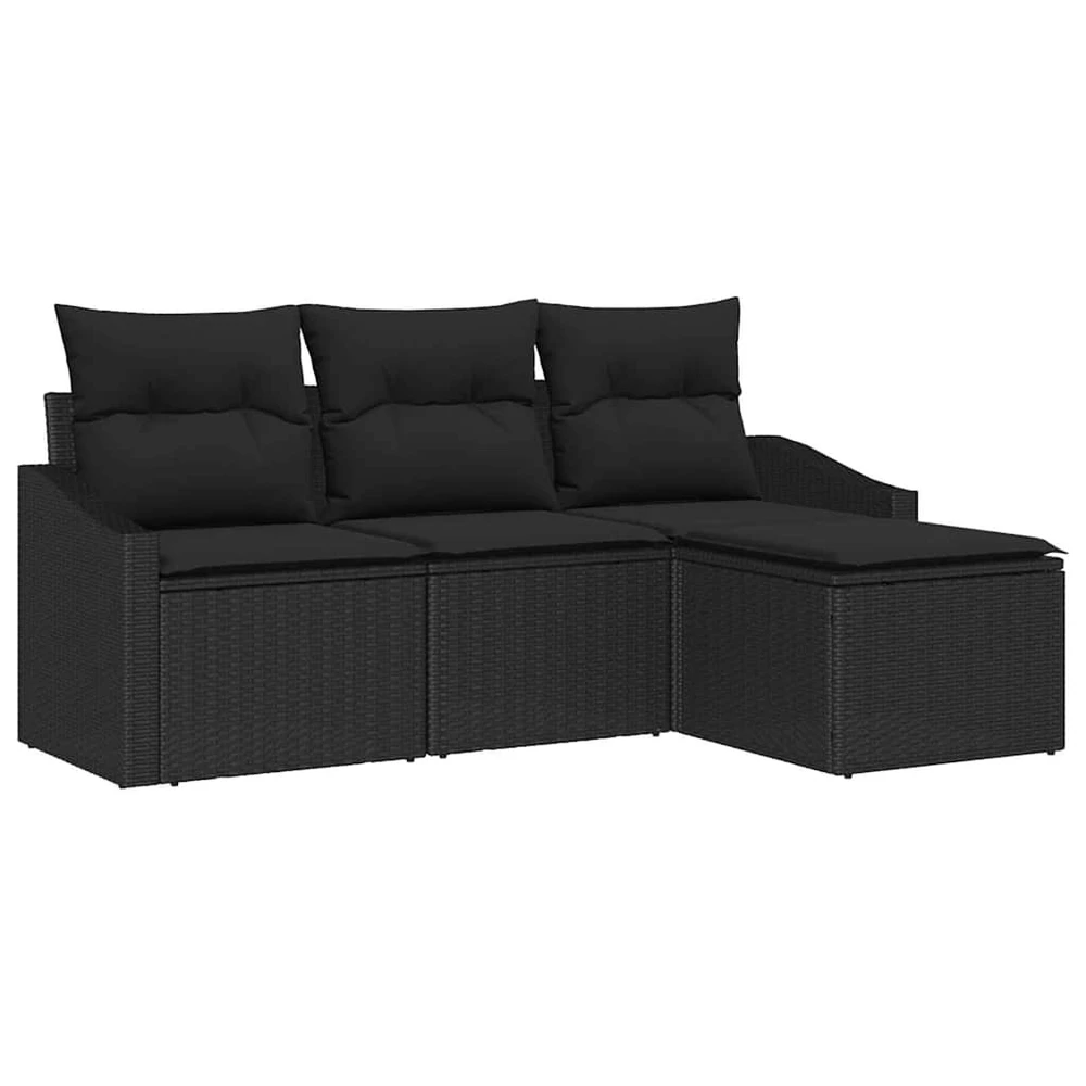 Sofos komplektas 4 vnt. Juoda poliratanas