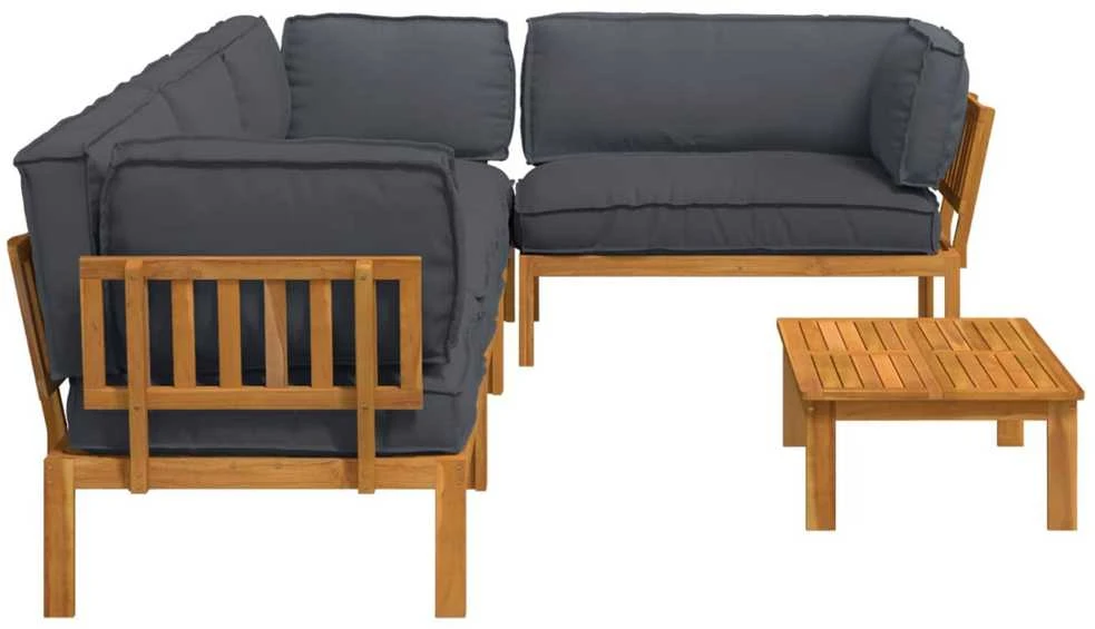Sofa Sofos komplektas 5 vnt. Antracitas Kietos akacijos mediena