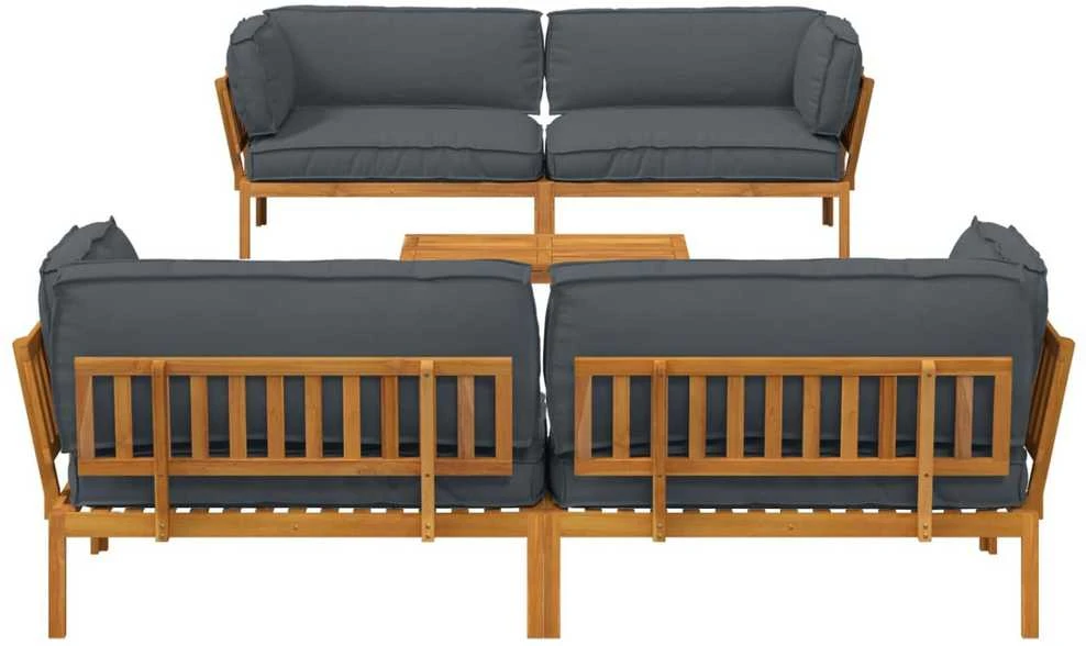 Sofa Sofos komplektas 5 vnt. Antracitas Kietos akacijos mediena