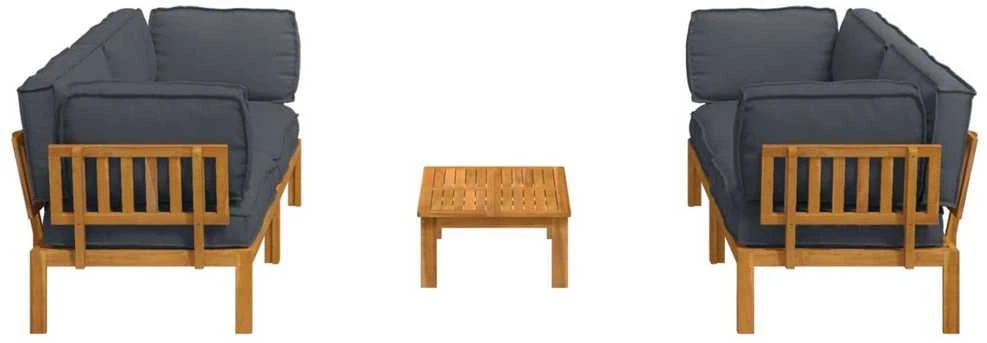 Sofa Sofos komplektas 5 vnt. Antracitas Kietos akacijos mediena