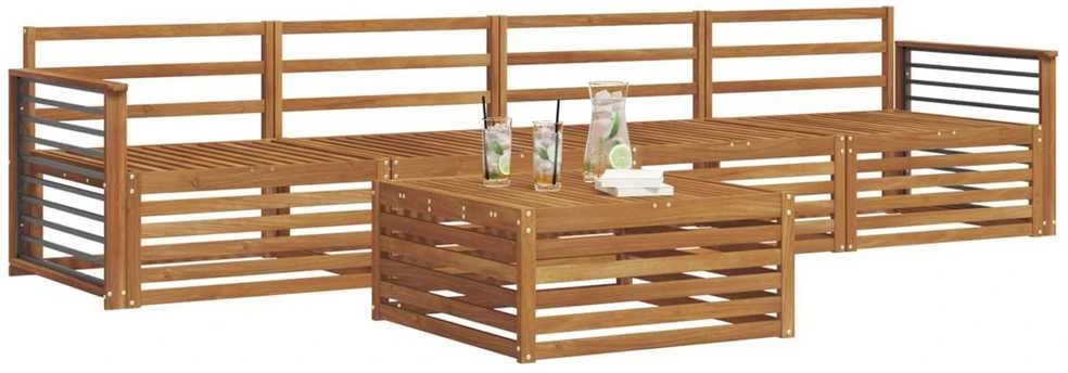 Lauko baldų komplektas Lauko sofos komplektas 5 vnt. Natūrali Kietos akacijos mediena