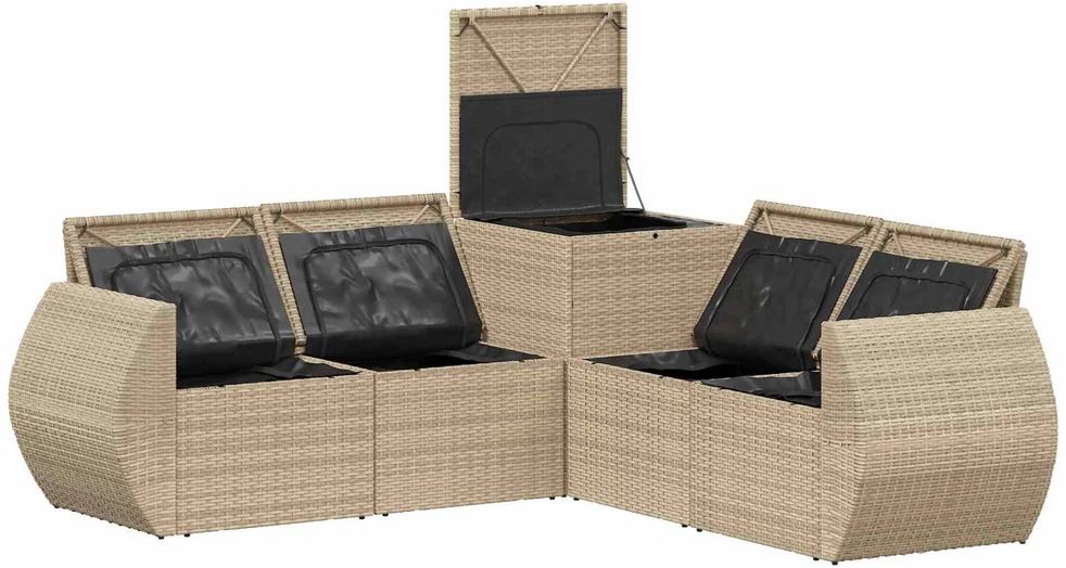 Sofos komplektas 5 vnt. Bežė ir kreminė balta