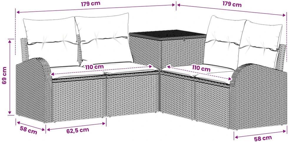 Sofos komplektas 5 vnt. Bežinė ir šviesiai pilka