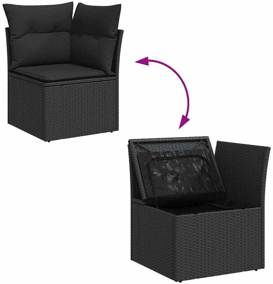Sofos komplektas 5 vnt. Juoda poliratanas