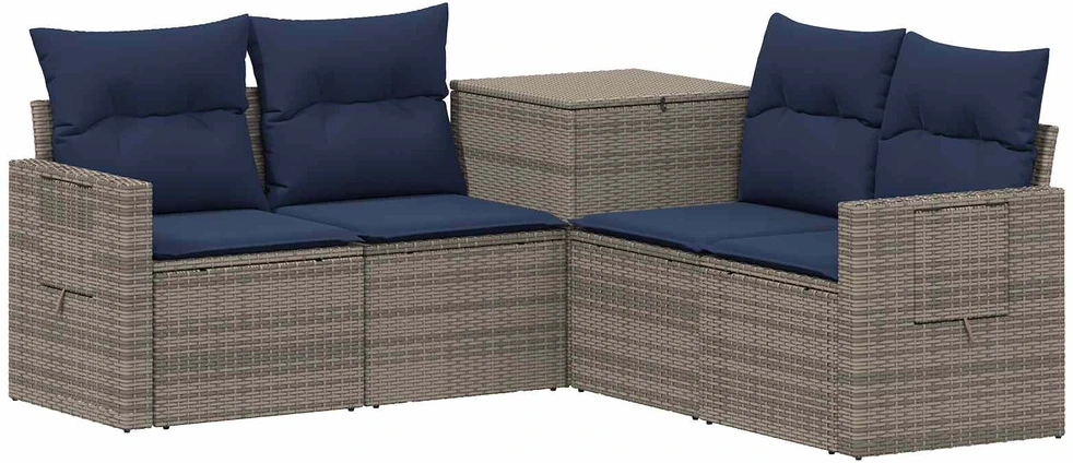 Sofos komplektas 5 vnt. Pilka ir tamsiai mėlyna