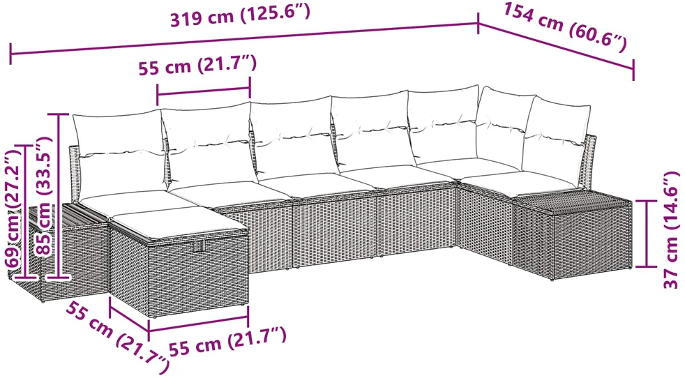 Sofos komplektas 5 vnt. poliratanas