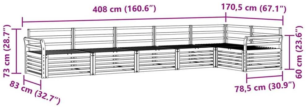 Lauko sofos komplektas 6 vnt. Natūrali