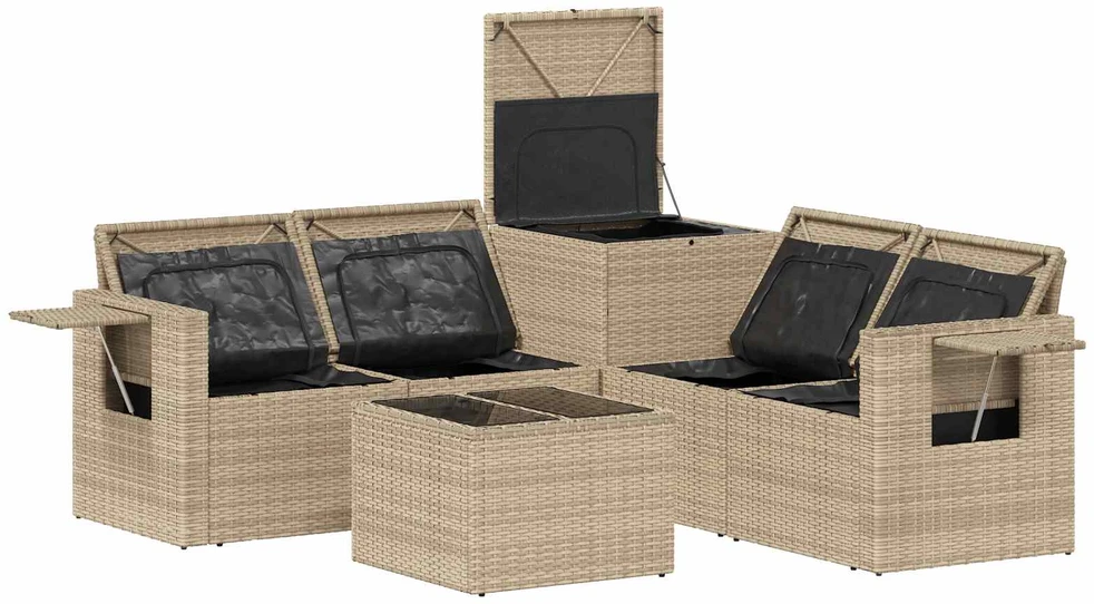 Sofos komplektas 6 vnt. Bežė ir kreminė balta