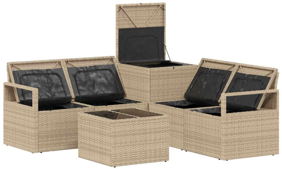 Sofos komplektas 6 vnt. Bežė ir kreminė balta