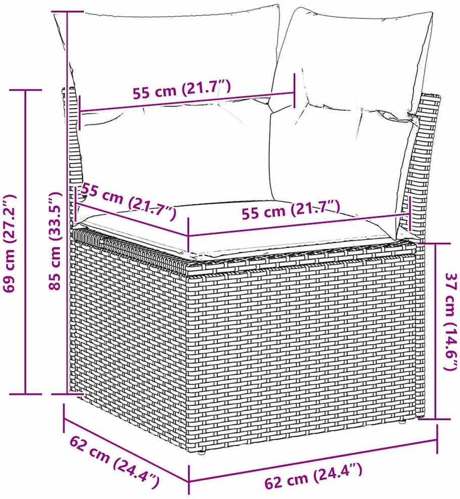 Sofos komplektas 6 vnt. Juoda poliratanas
