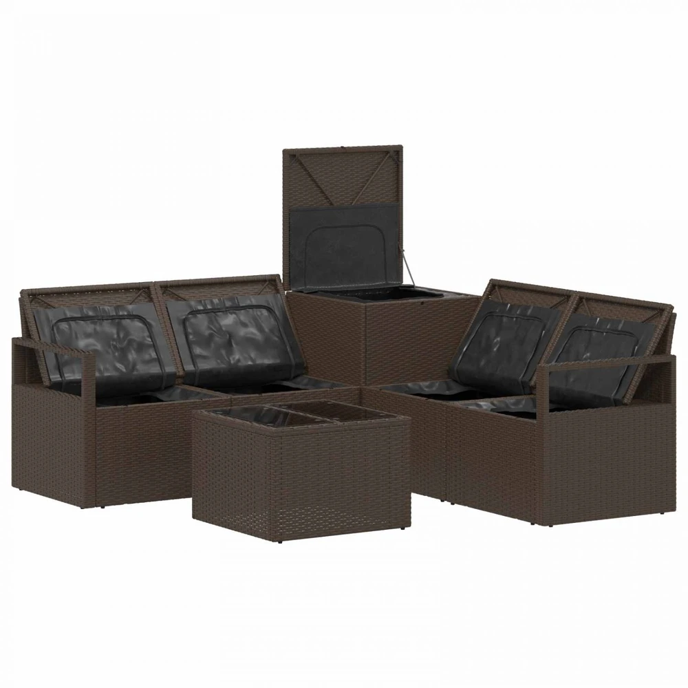 Sofos komplektas 6 vnt. Ruda ir raudona Poli ratanas ir plienas