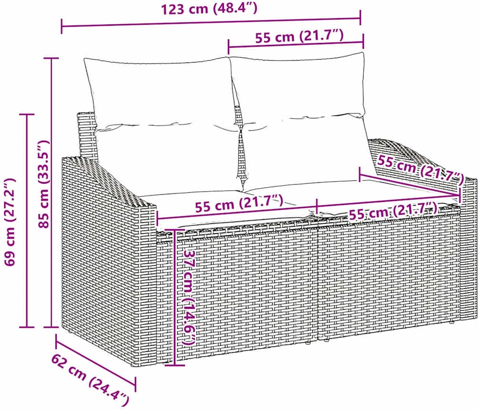 Sofos komplektas 6 vnt. Smėlio poliratanas