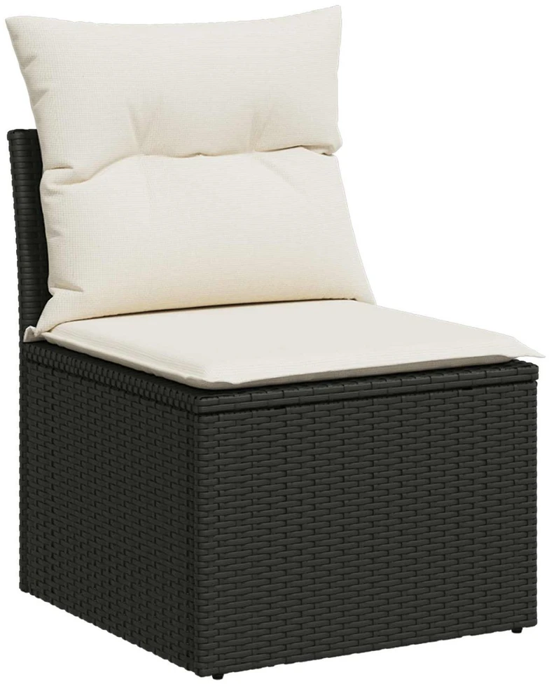 Lauko baldų komplektas Sofos komplektas 7 vnt. Juoda ir kreminė balta