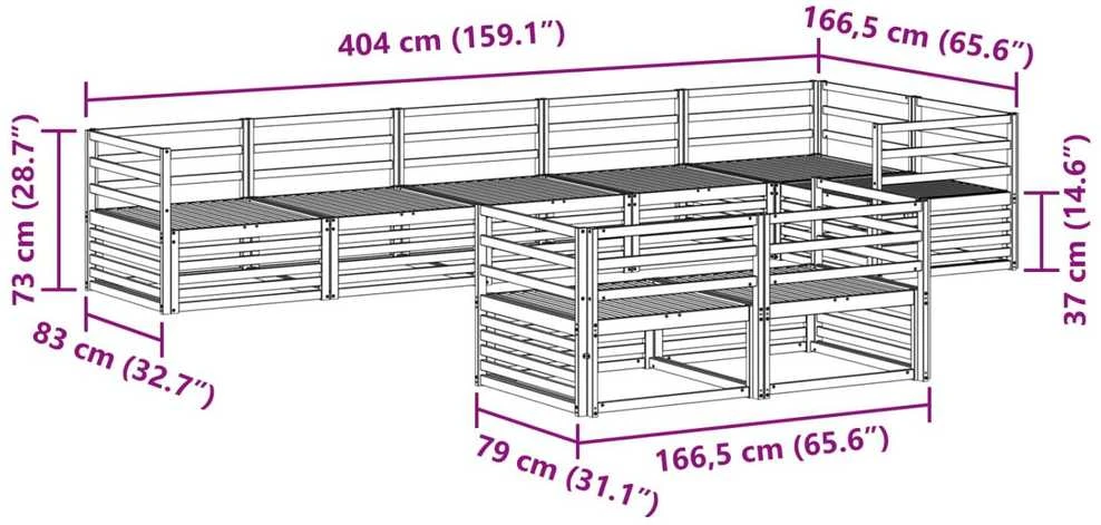 Lauko sofos komplektas 8 vnt. Natūrali Kietos akacijos mediena